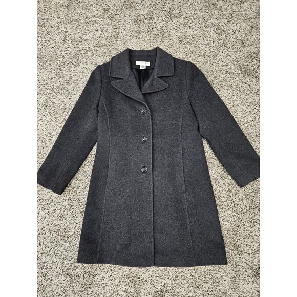 Vintage Preston & York Pea Mid Trench Wool Coat Woman's Gray Dark Academia 6 - Picture 1 of 11